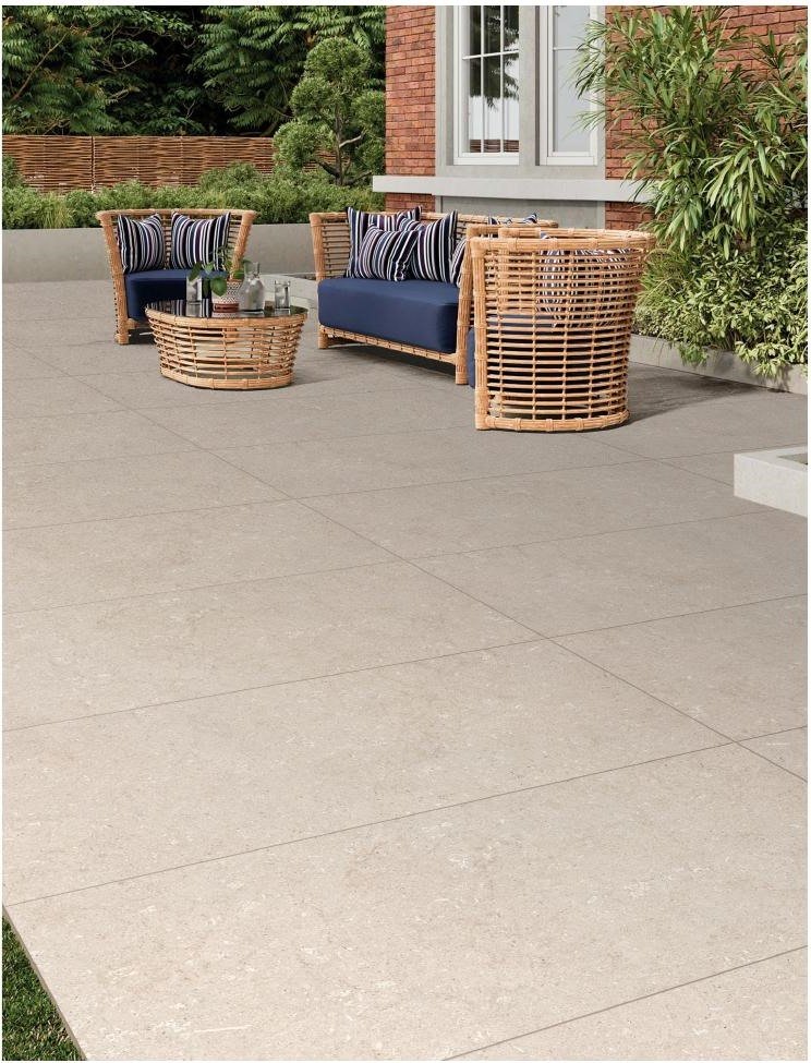 Limestone Series Taupe limestone-look porcelain paver application scene