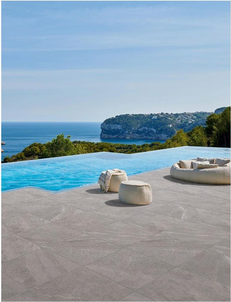 Sandstone Charcoal sandstone-look porcelain paver application scene
