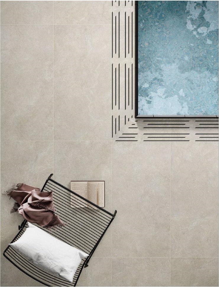 Infinity Dawn travertine-look porcelain paver application scene