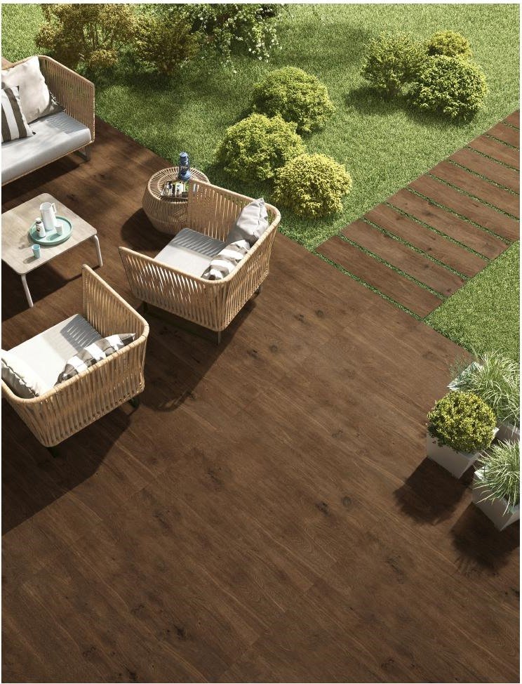 Nightfall Grey wood-look porcelain paver application scene