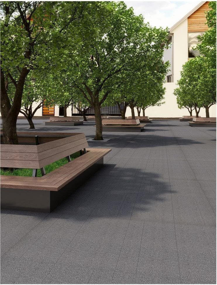 Seawave White granite-look porcelain paver application scene